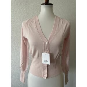 Moda International Sweater Cardigan Cropped V Neck Merino Wool